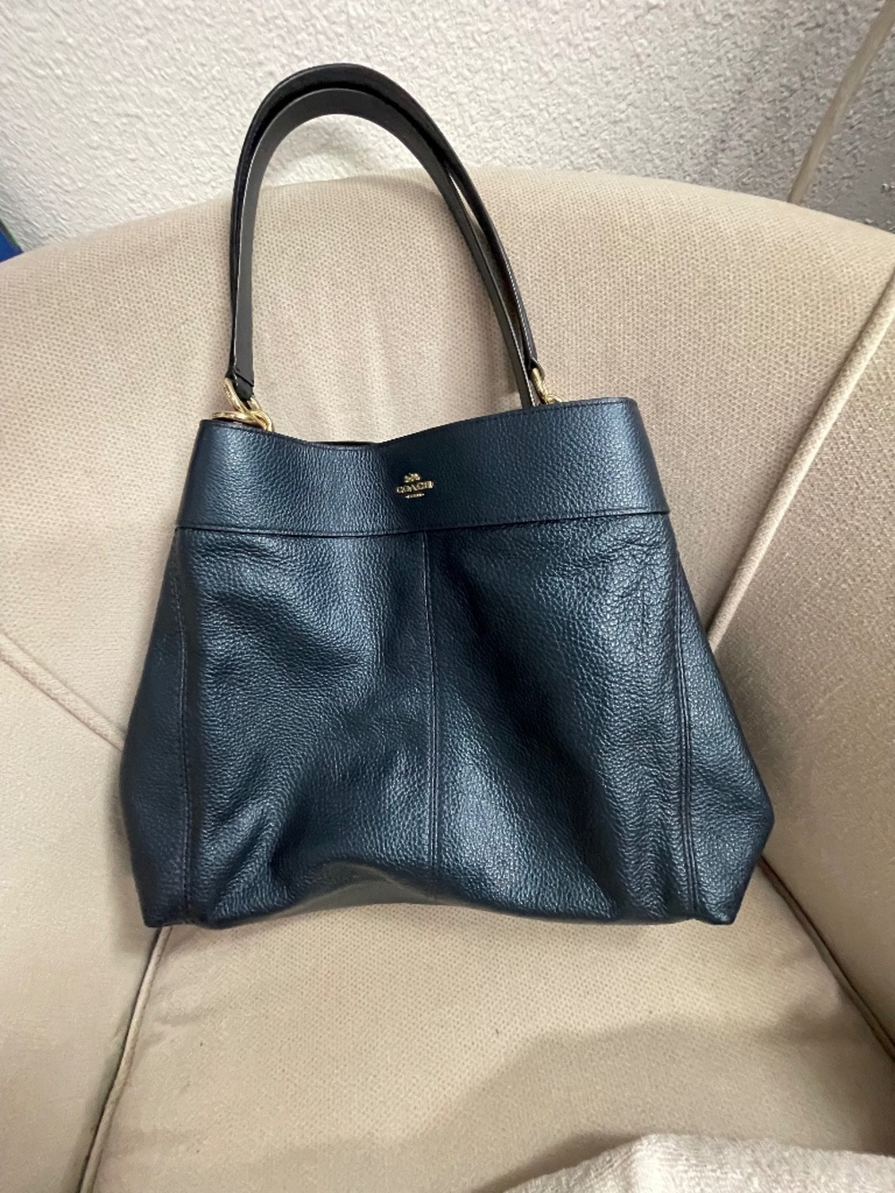 NWOT Coach Metallic Denim Lexy Shoulder Bag
